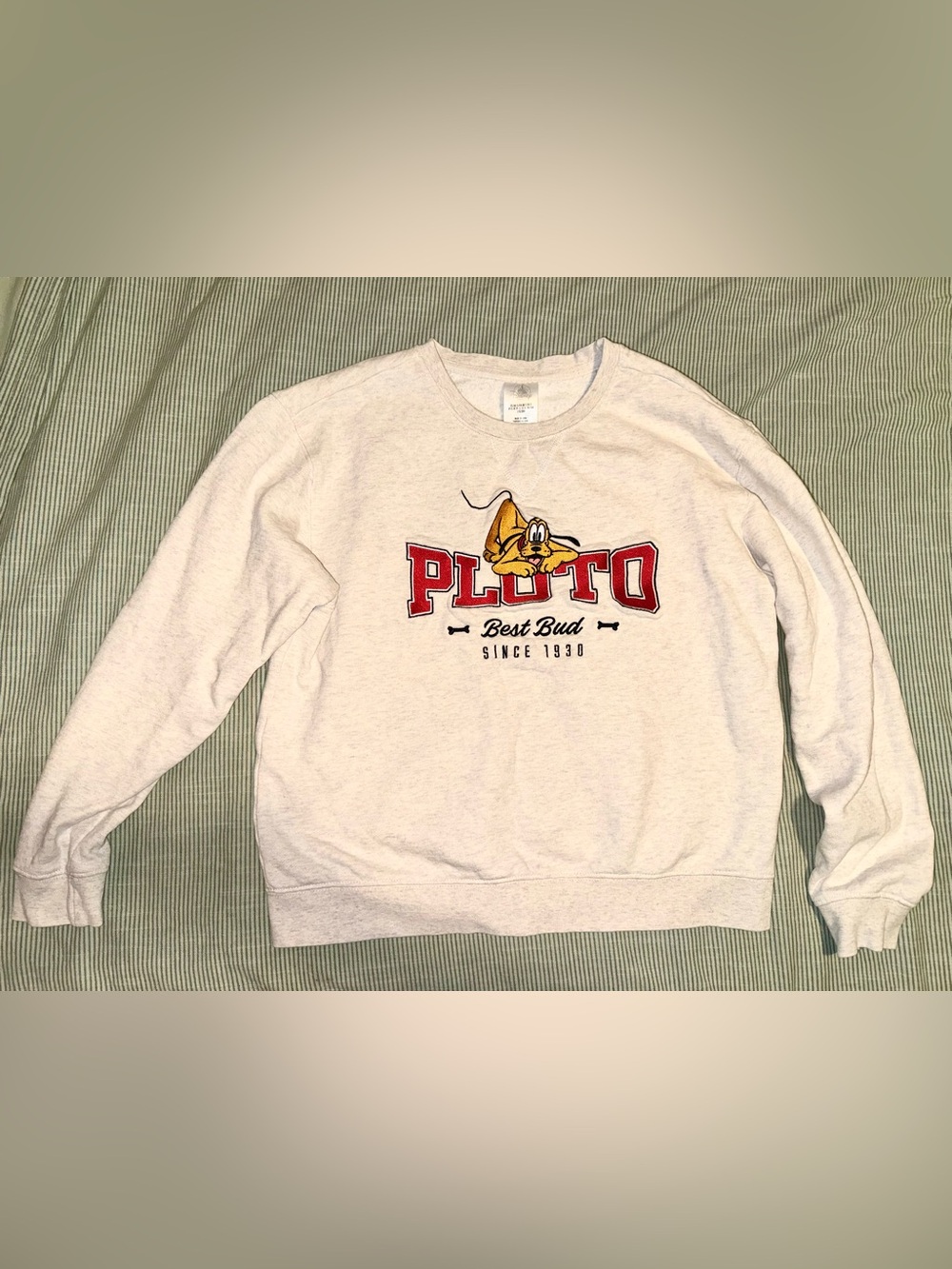 Disney Pluto Best Bud Since 1930 Embroidered Crewneck Sweatshirt S